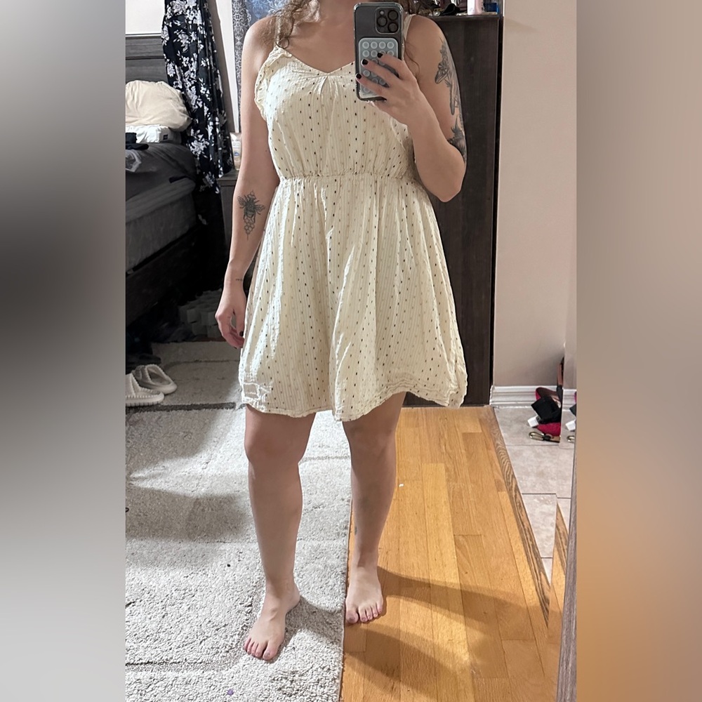 Cream and gold speckled dress
